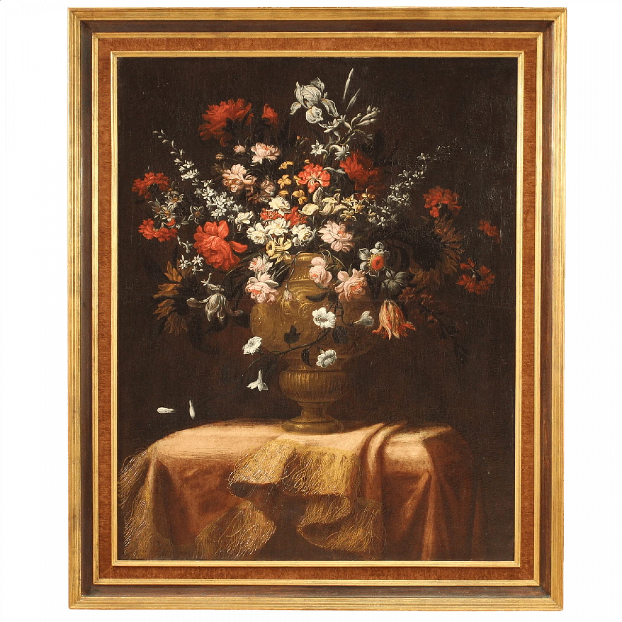 Still life with vase of flowers, oil painting on canvas, 18th century 16