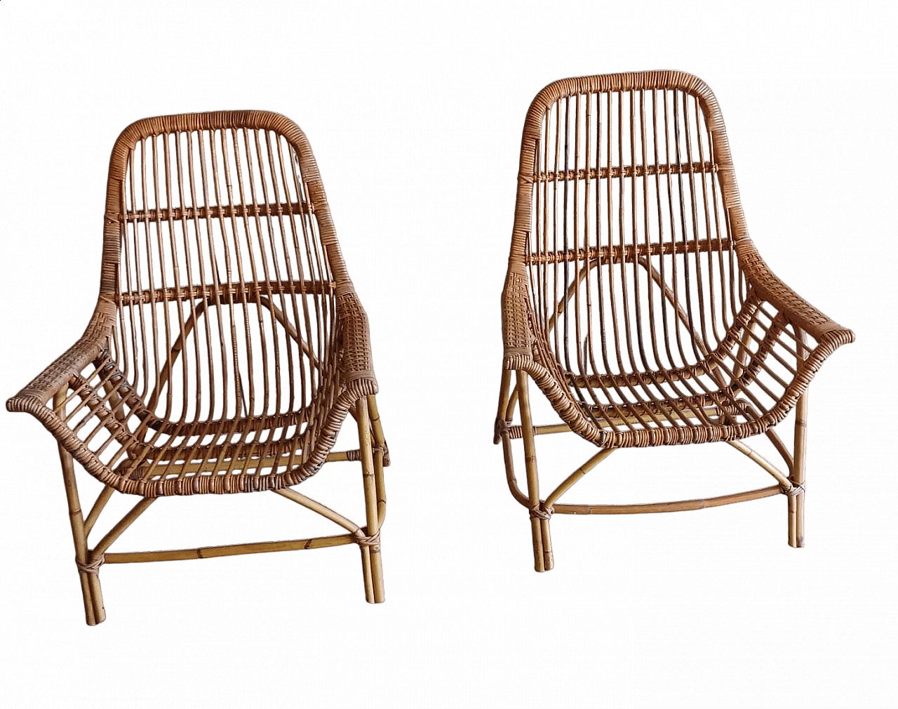 Pair of bamboo armchairs by George Coslin for Gervasoni, 1960s 5