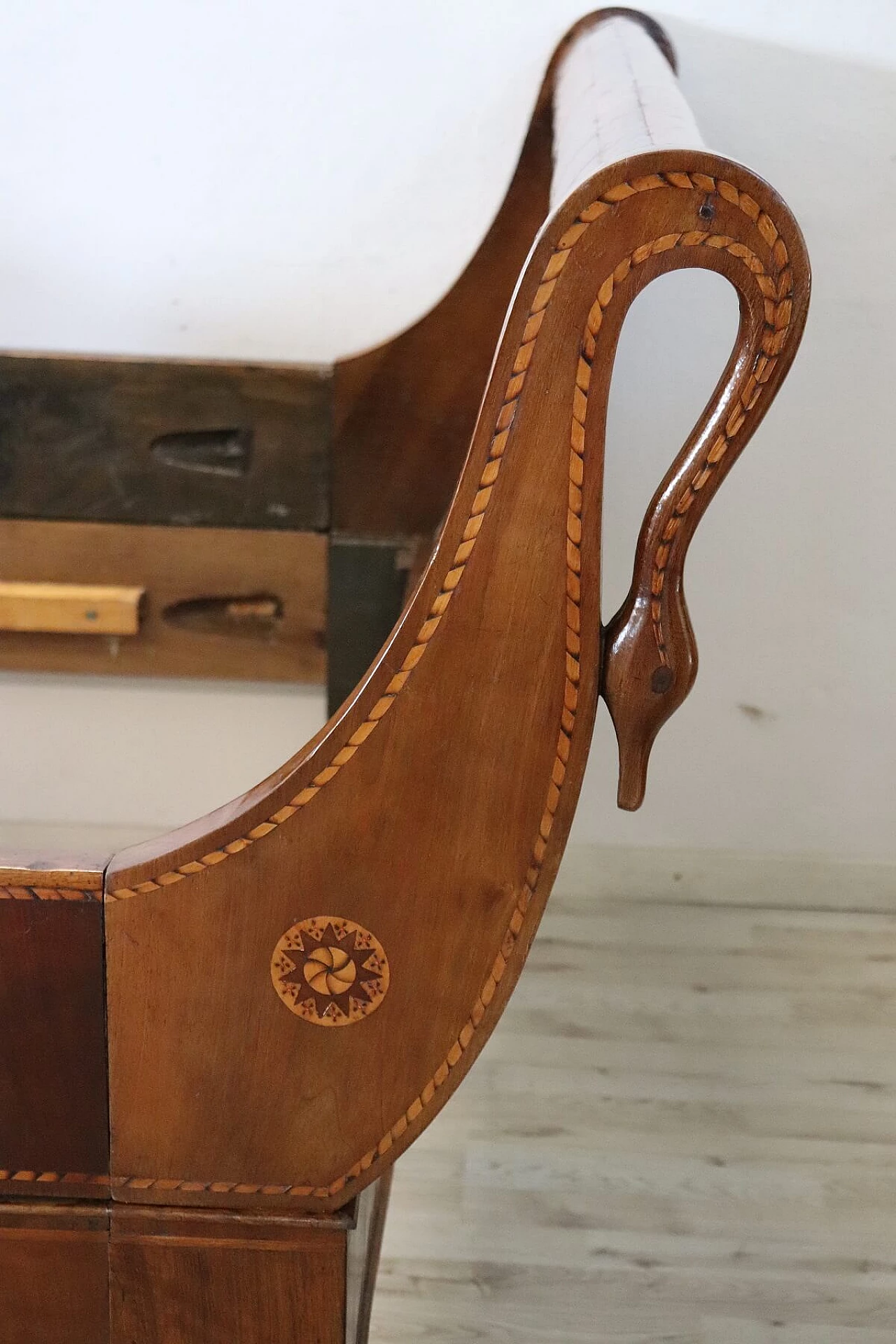 Charles X inlaid walnut bed, early 19th century 3