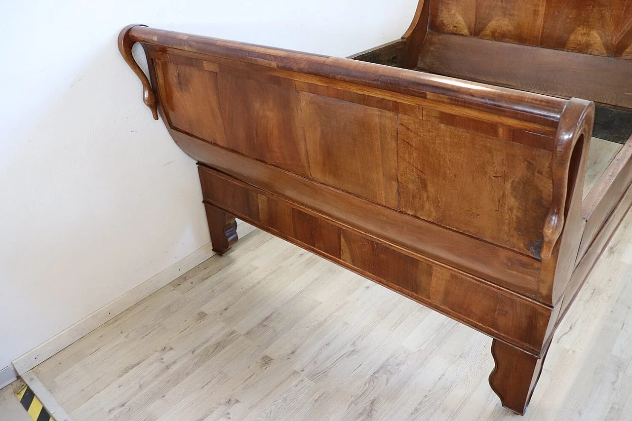 Charles X inlaid walnut bed, early 19th century 7