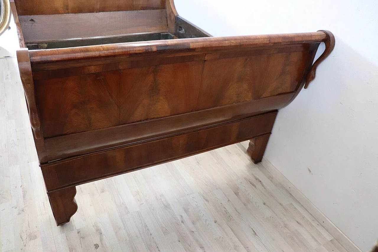 Charles X inlaid walnut bed, early 19th century 10