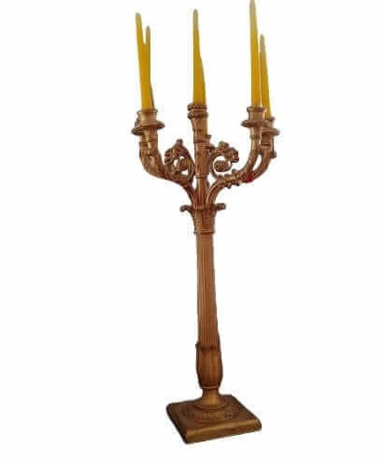 Empire carved and gilded wood candle holder, early 19th century 5