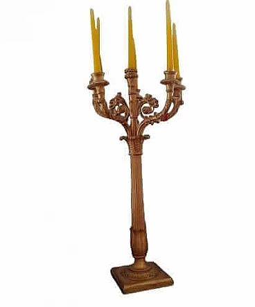 Candelabro Impero in legno intagliato e dorato, inizio '800