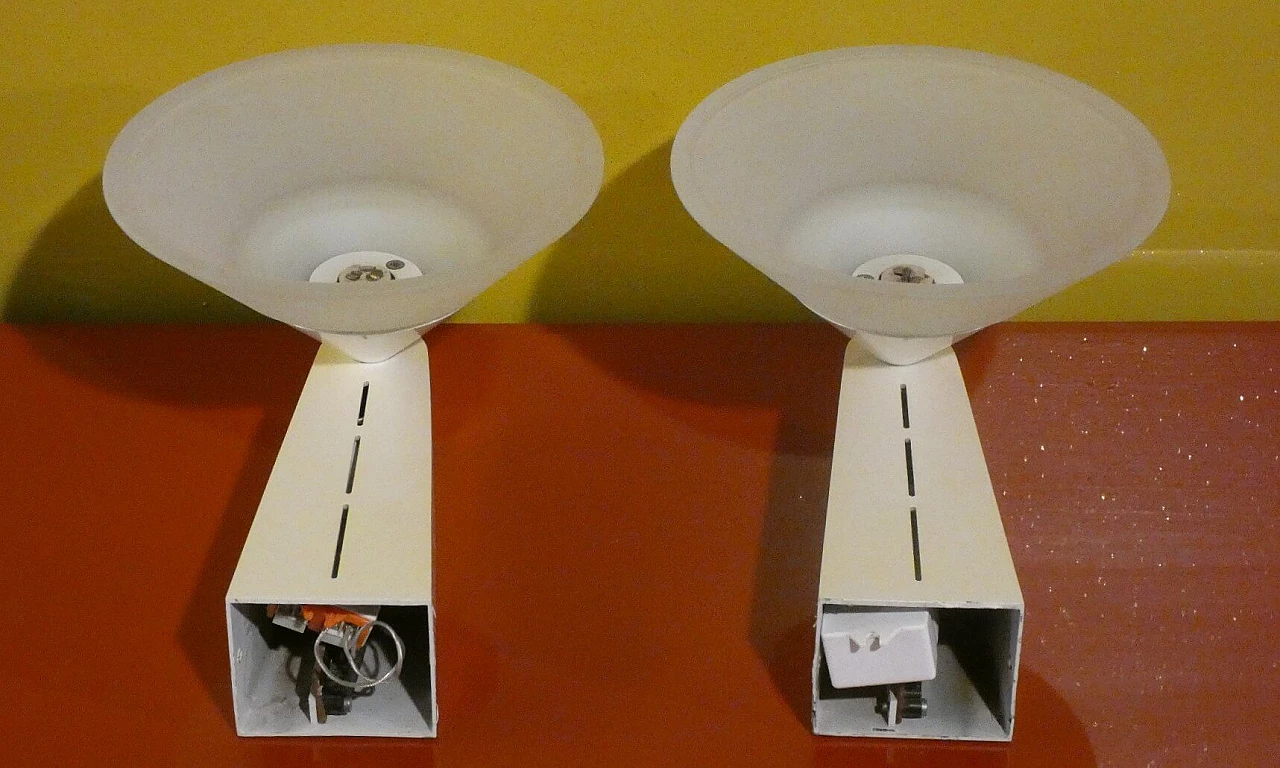 Pair of metal and glass wall lights with adjustable brightness, 1970s 7