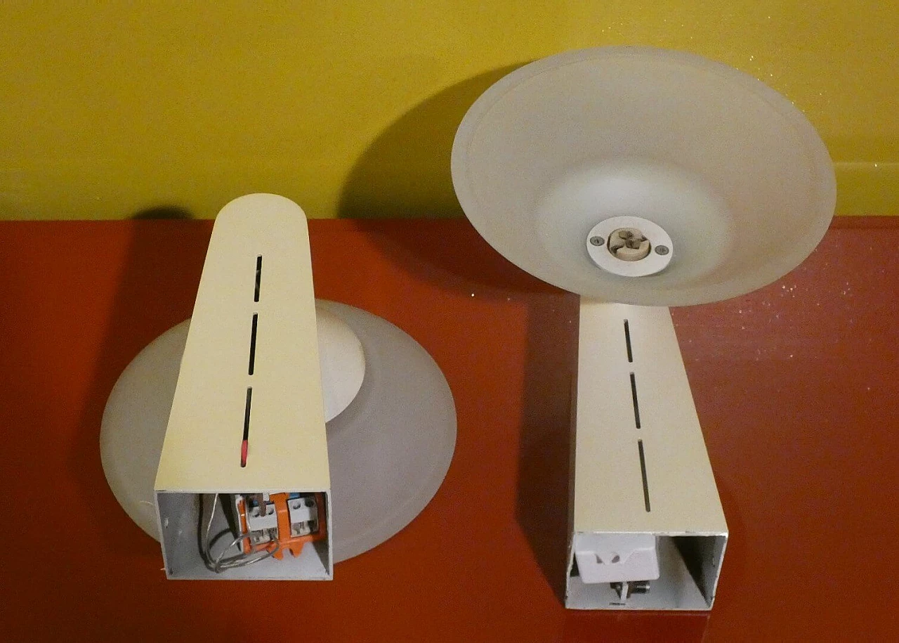 Pair of metal and glass wall lights with adjustable brightness, 1970s 8