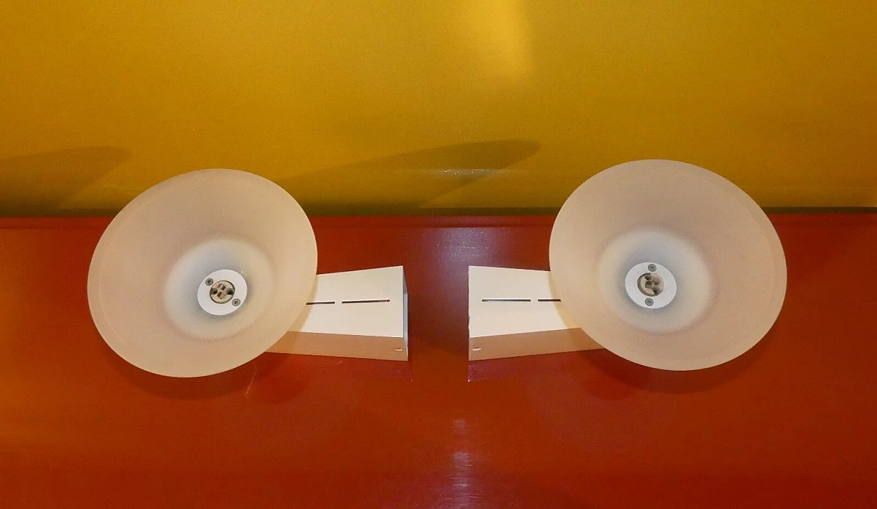 Pair of metal and glass wall lights with adjustable brightness, 1970s 11