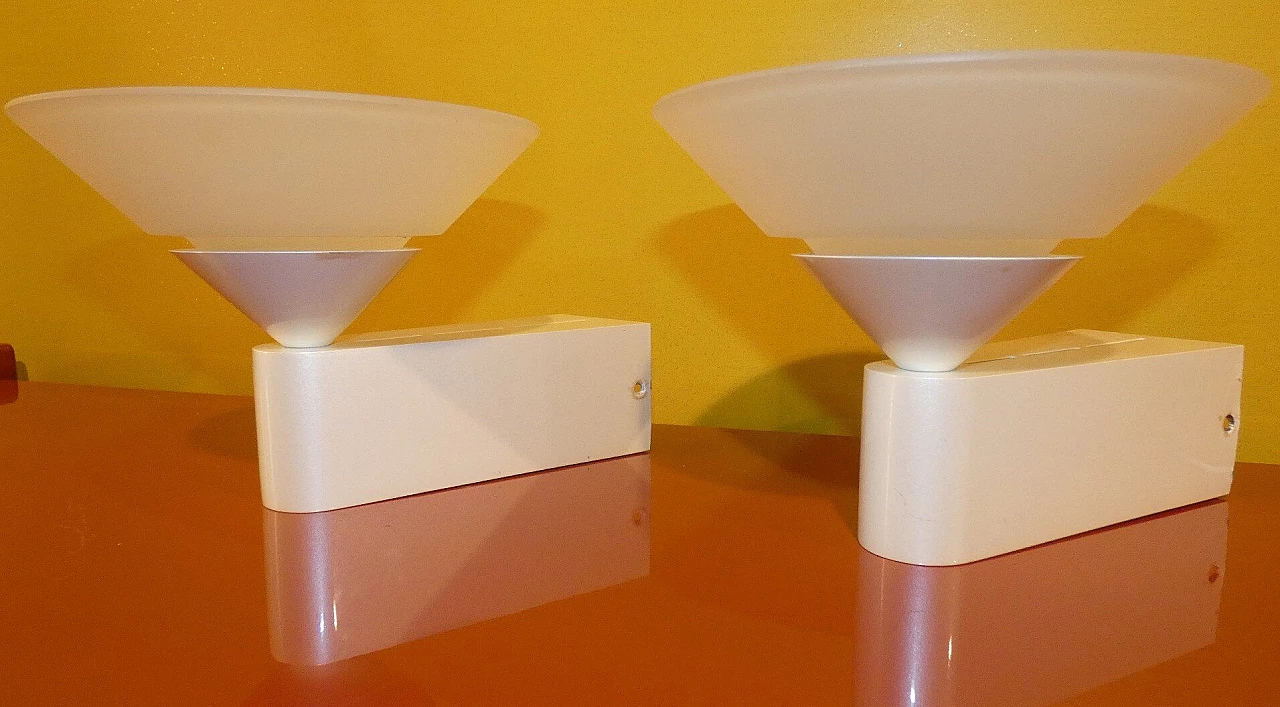 Pair of metal and glass wall lights with adjustable brightness, 1970s 12