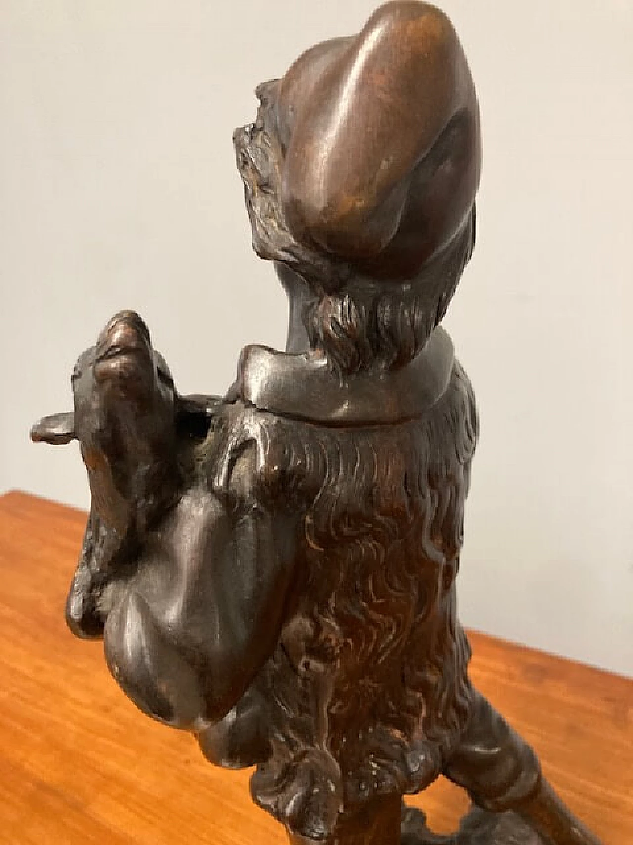 Antonio Cinque, sculpture of a shepherdess, bronze with marble base, late 19th century 11