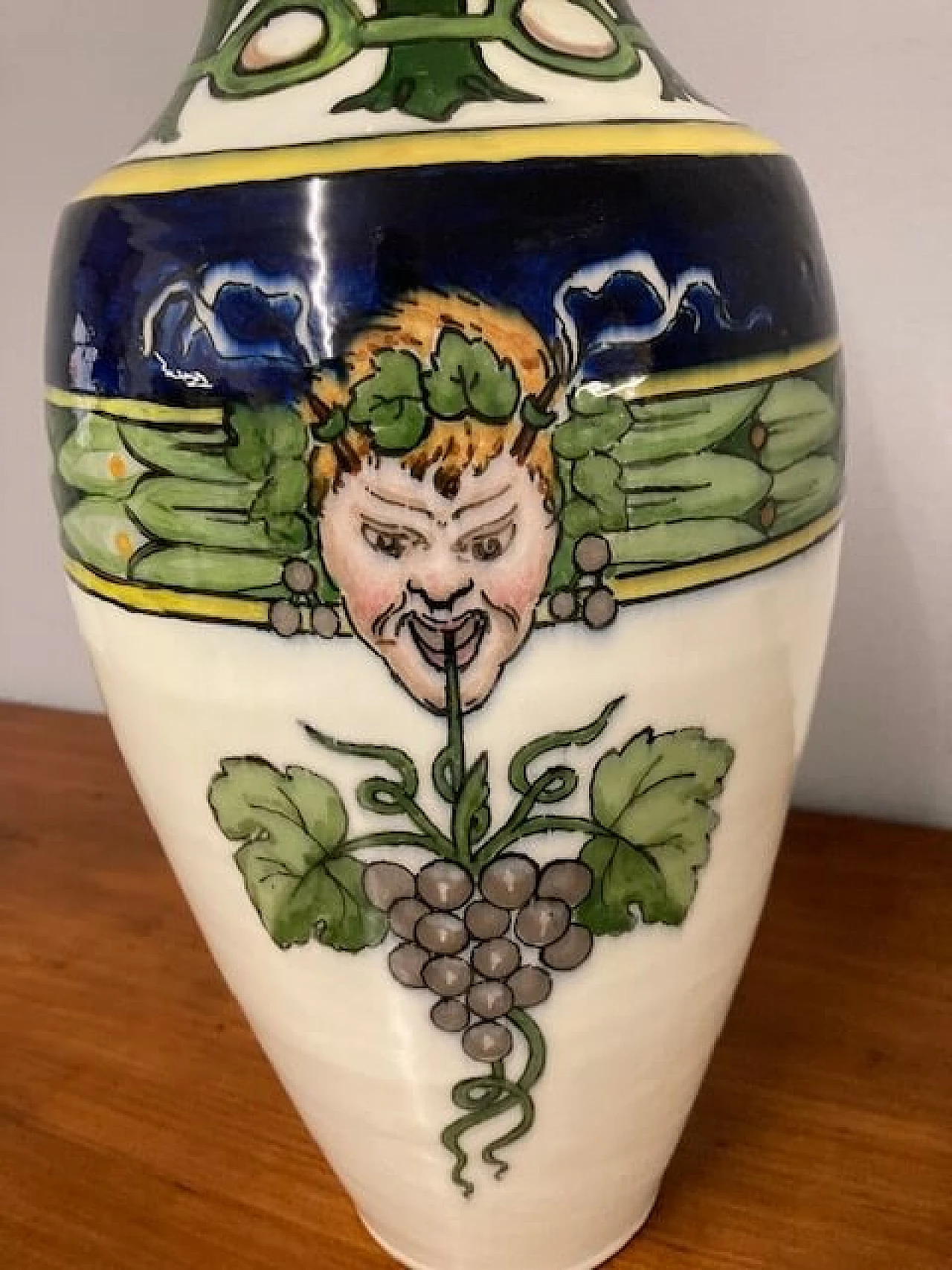 Painted majolica vase by Pasquali, 1910s 2