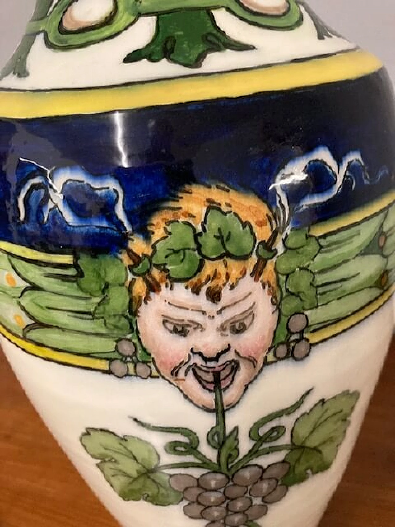 Painted majolica vase by Pasquali, 1910s 4