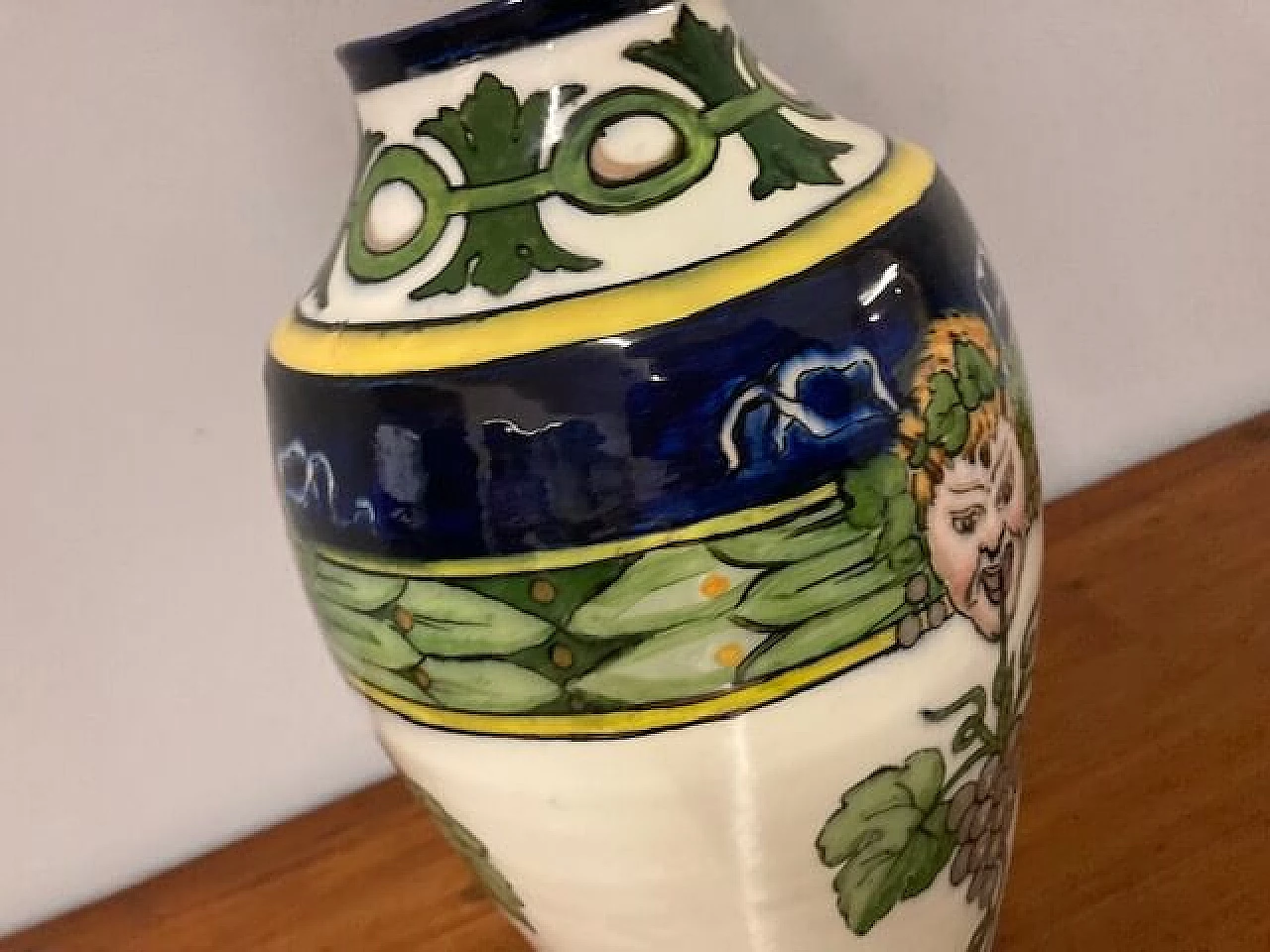 Painted majolica vase by Pasquali, 1910s 8