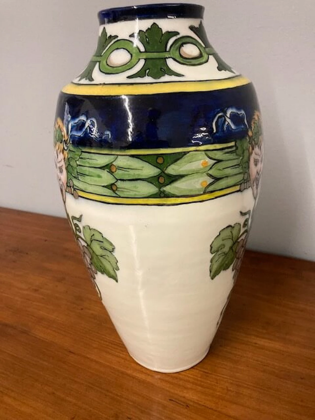 Painted majolica vase by Pasquali, 1910s 9