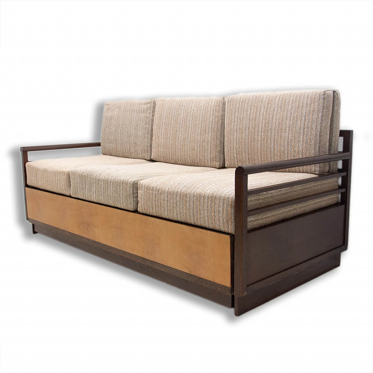 Divano letto pieghevole Art Déco in faggio, anni '30 1