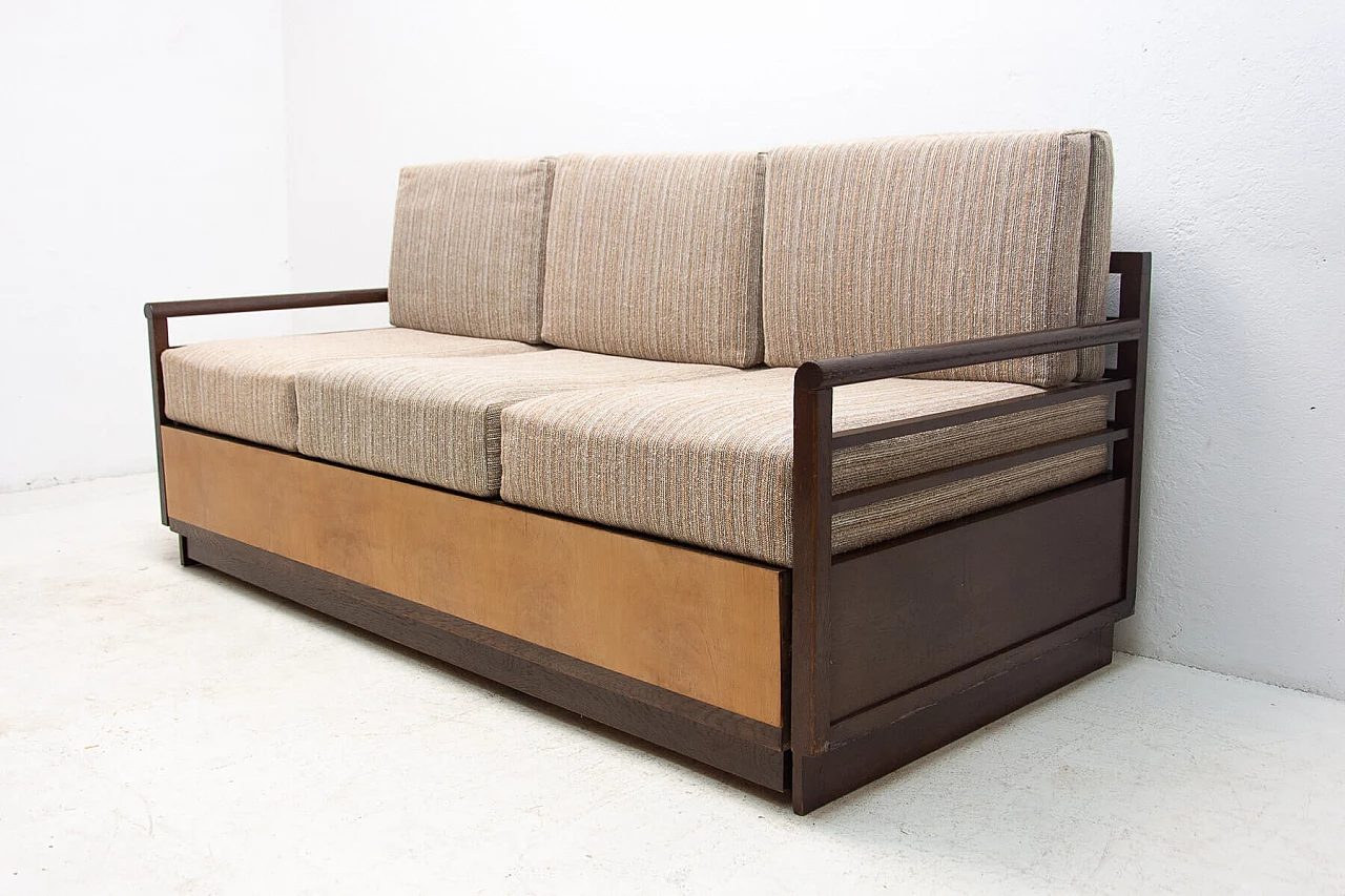 Divano letto pieghevole Art Déco in faggio, anni '30 2