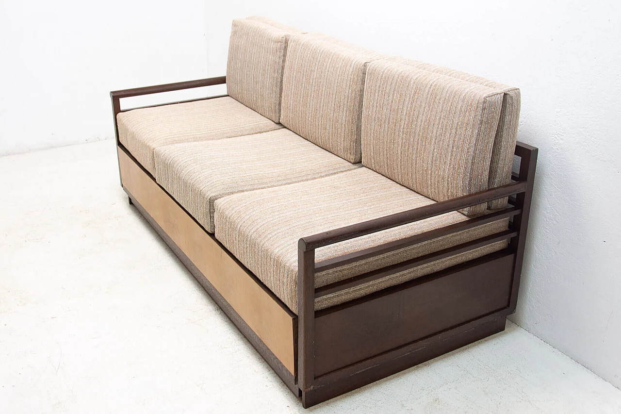 Divano letto pieghevole Art Déco in faggio, anni '30 3