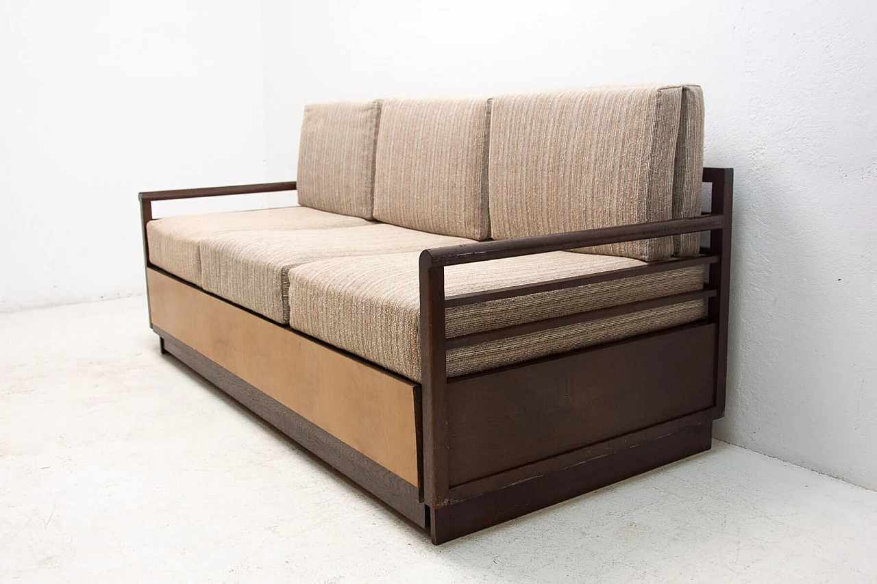 Divano letto pieghevole Art Déco in faggio, anni '30 4