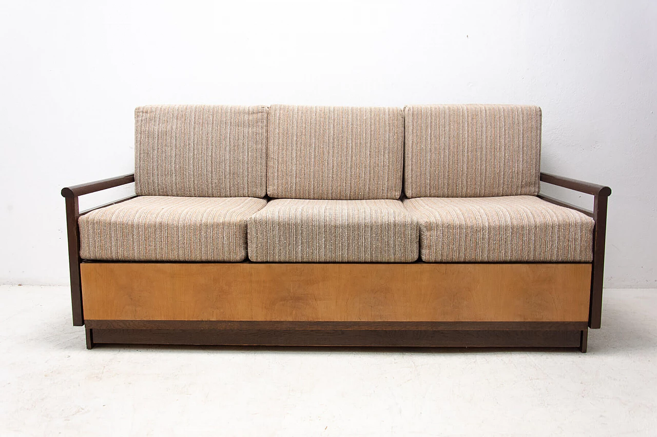 Divano letto pieghevole Art Déco in faggio, anni '30 19