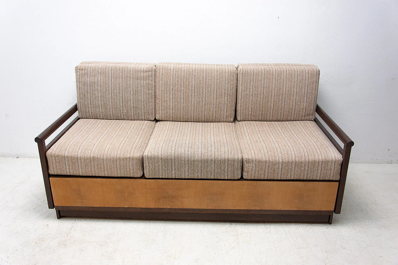 Divano letto pieghevole Art Déco in faggio, anni '30 20