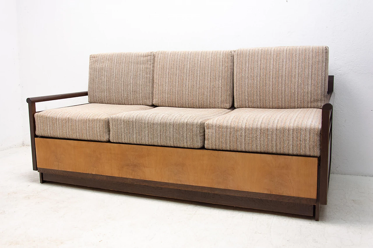 Divano letto pieghevole Art Déco in faggio, anni '30 22