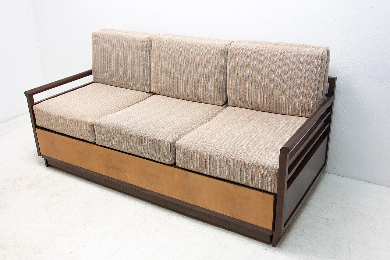 Divano letto pieghevole Art Déco in faggio, anni '30 23