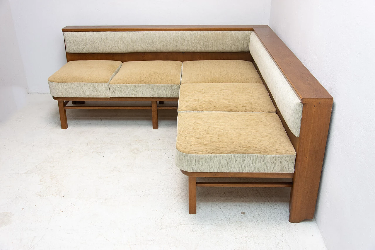 Divano angolare in faggio e tessuto, anni '30 18