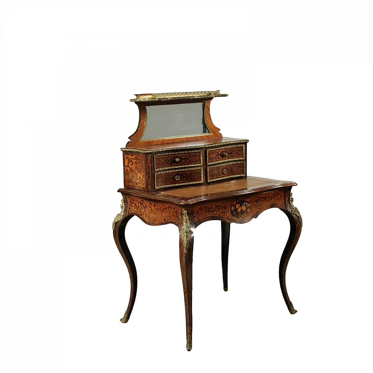 Napoleon III desk in rosewood and bois de rose with bronze elements, France, 19th century 1