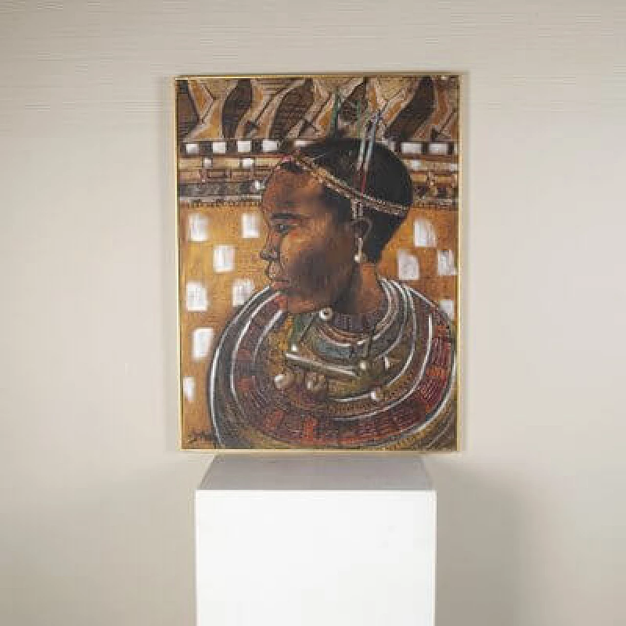 Etiennette Johan, Ritratto di figura post-cubista, olio su tela, anni '50 1