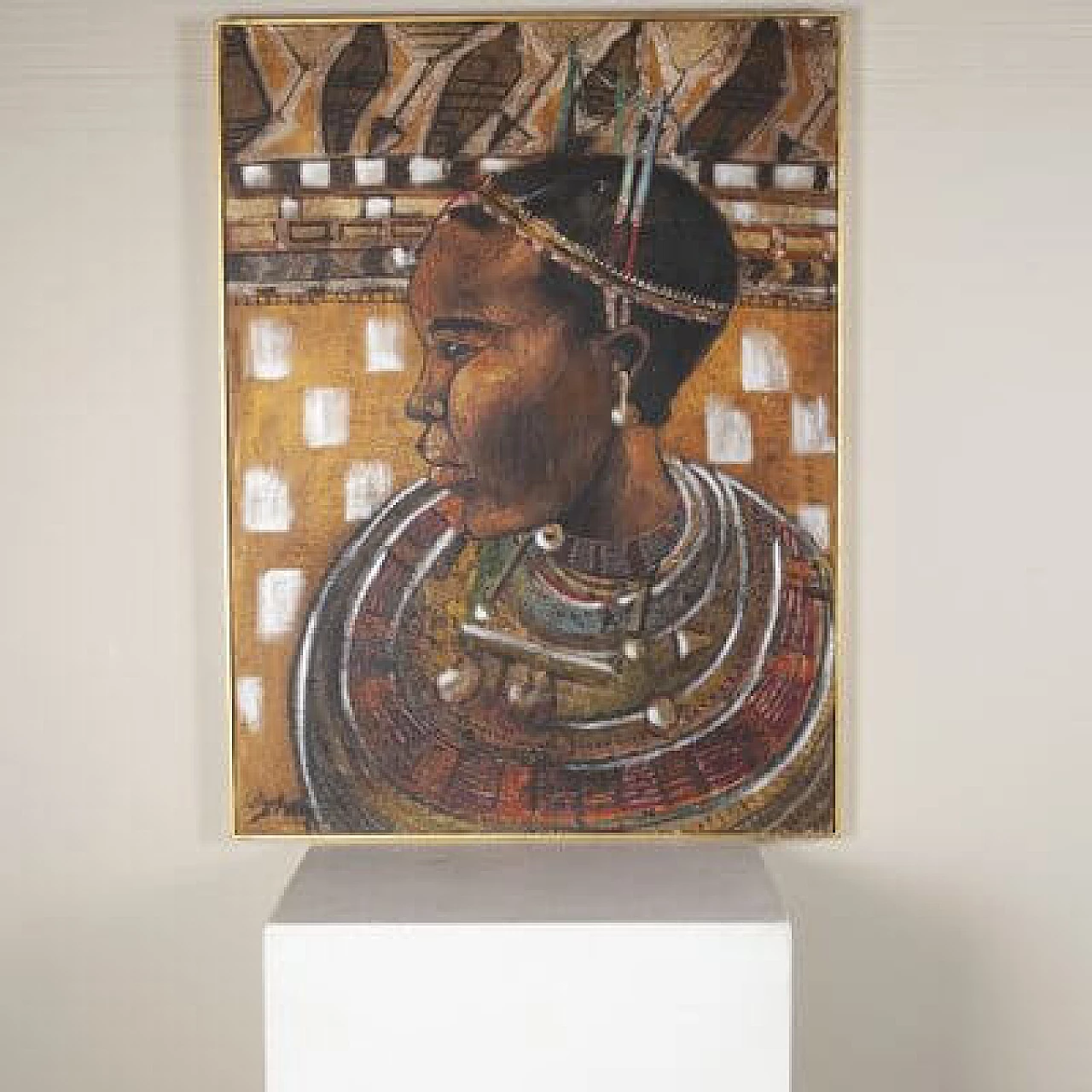 Etiennette Johan, Ritratto di figura post-cubista, olio su tela, anni '50 4