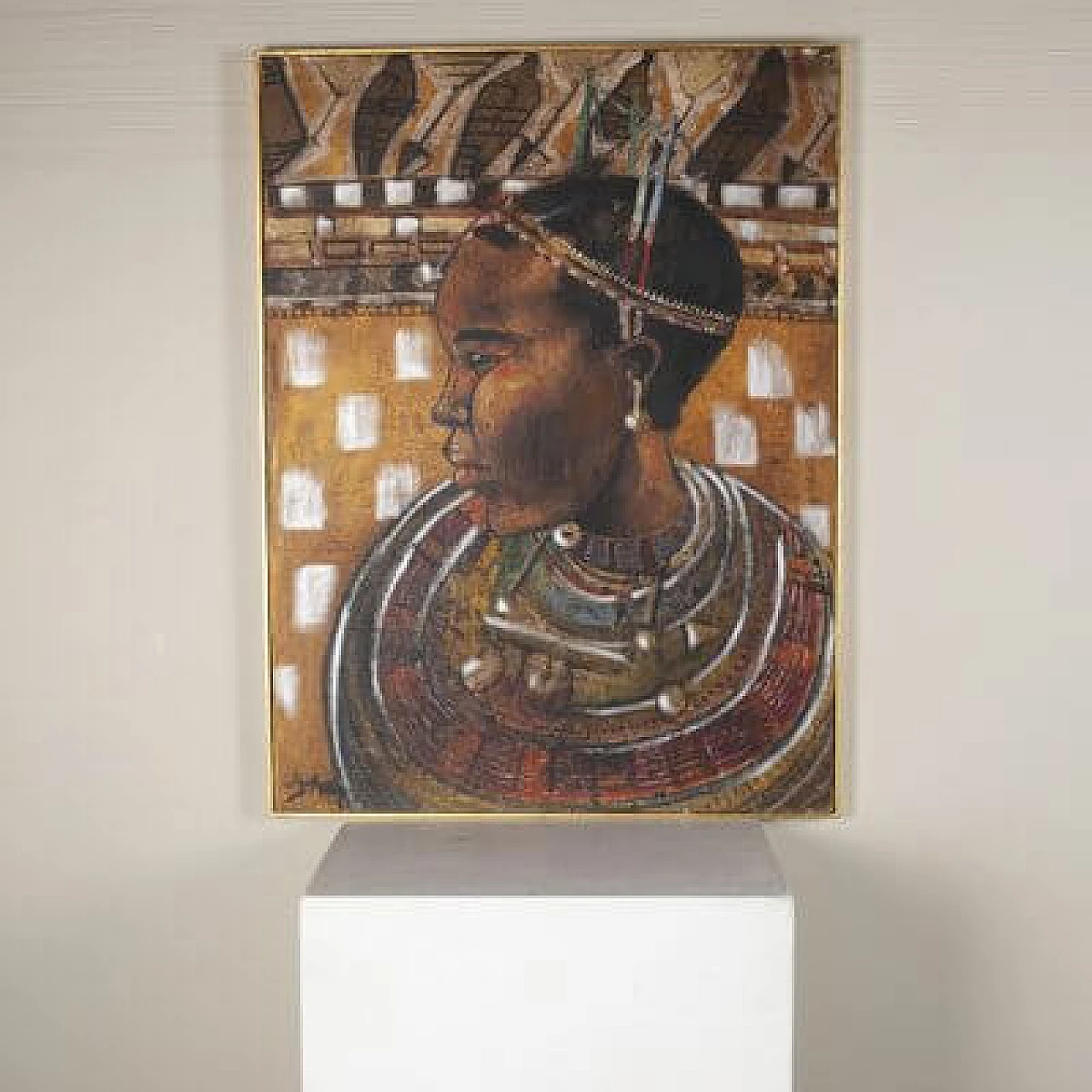 Etiennette Johan, Ritratto di figura post-cubista, olio su tela, anni '50 5