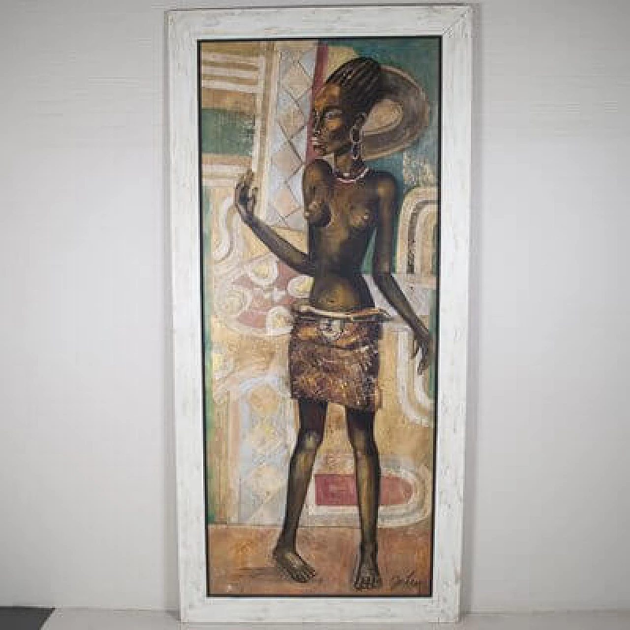 Etiennette Johan, Figura post-cubista, olio su tela, anni '50 1