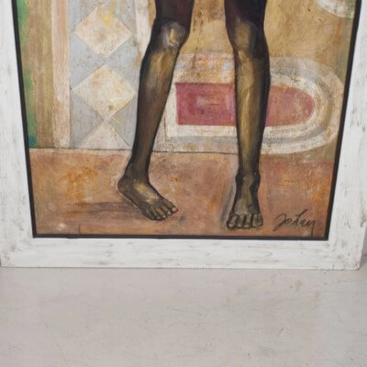 Etiennette Johan, Figura post-cubista, olio su tela, anni '50 5