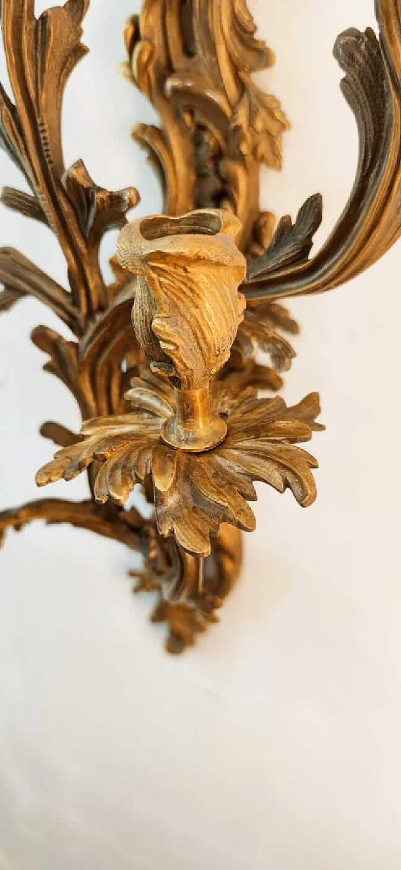 Brass candle holder with leaf decoration, 1940s 11