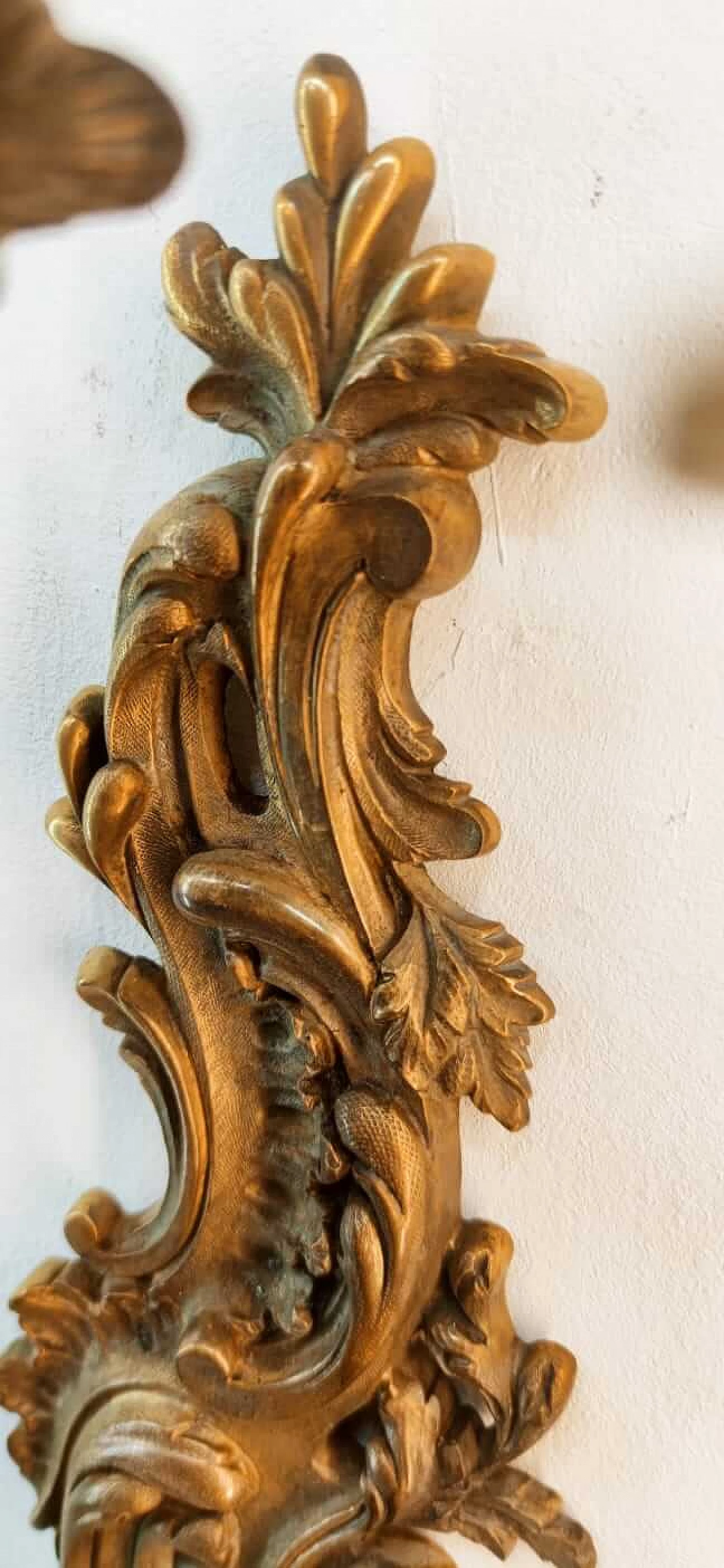 Brass candle holder with leaf decoration, 1940s 12