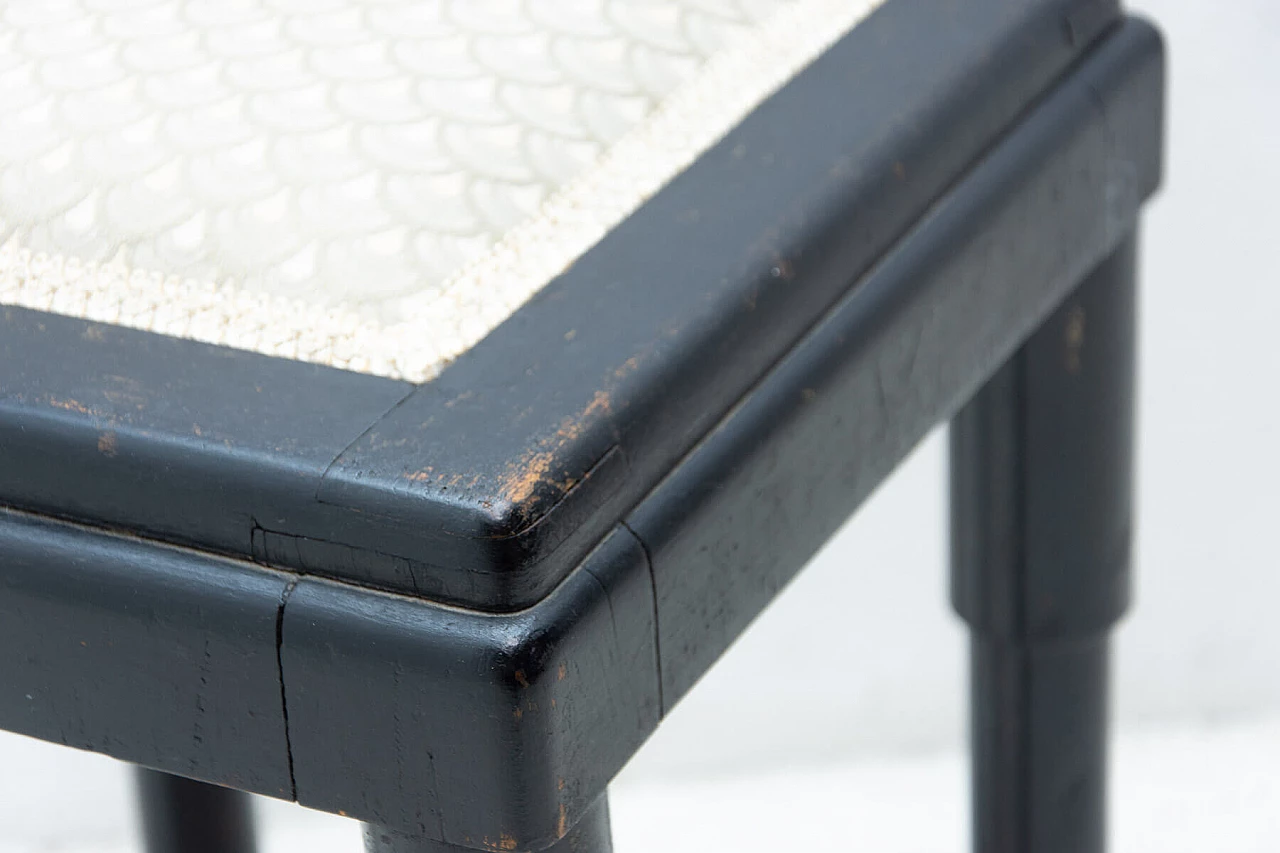 Sgabello in faggio imbottito con rivestimento in tessuto, anni '10 6