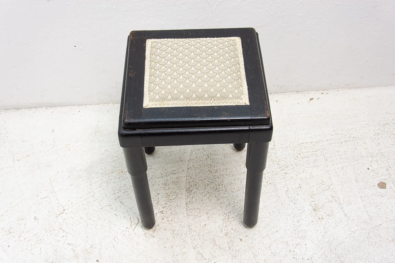 Sgabello in faggio imbottito con rivestimento in tessuto, anni '10 8