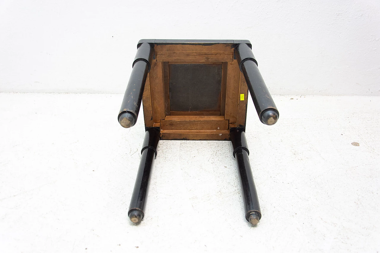 Sgabello in faggio imbottito con rivestimento in tessuto, anni '10 10