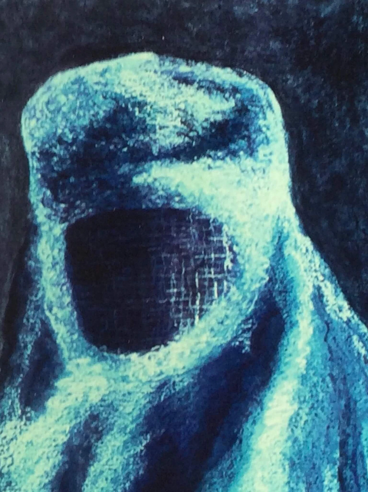 Ludovica Barattieri di San Pietro, Burqa azzurro, gessetto su carta 2