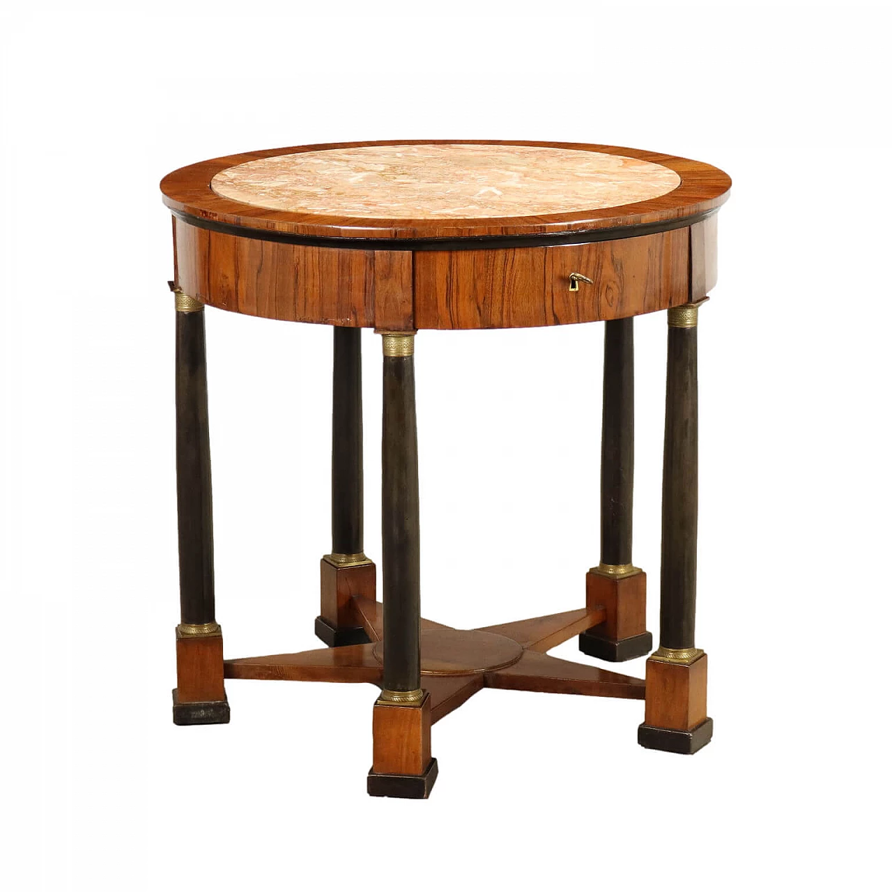 Empire round side table with marble top, early 19th century 1