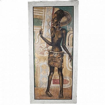 Etiennette Johan, Post-Cubist figure, oil on canvas, 1950s