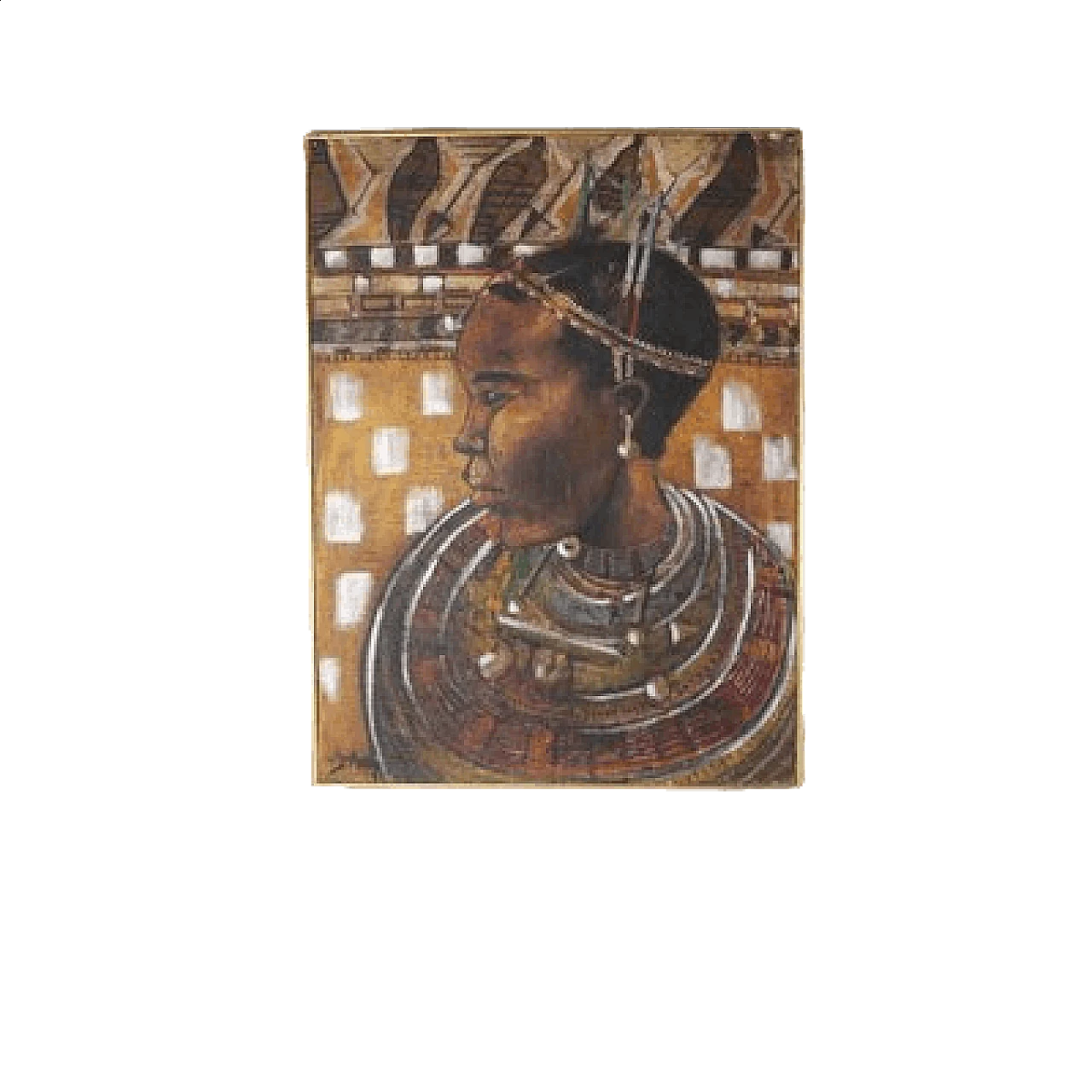 Etiennette Johan, Ritratto di figura post-cubista, olio su tela, anni '50 6