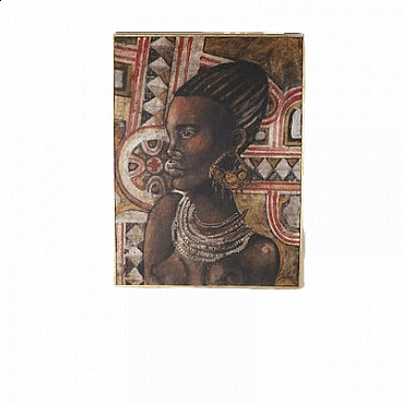 Etiennette Johan, Post-Cubist woman, oil on canvas, 1950s