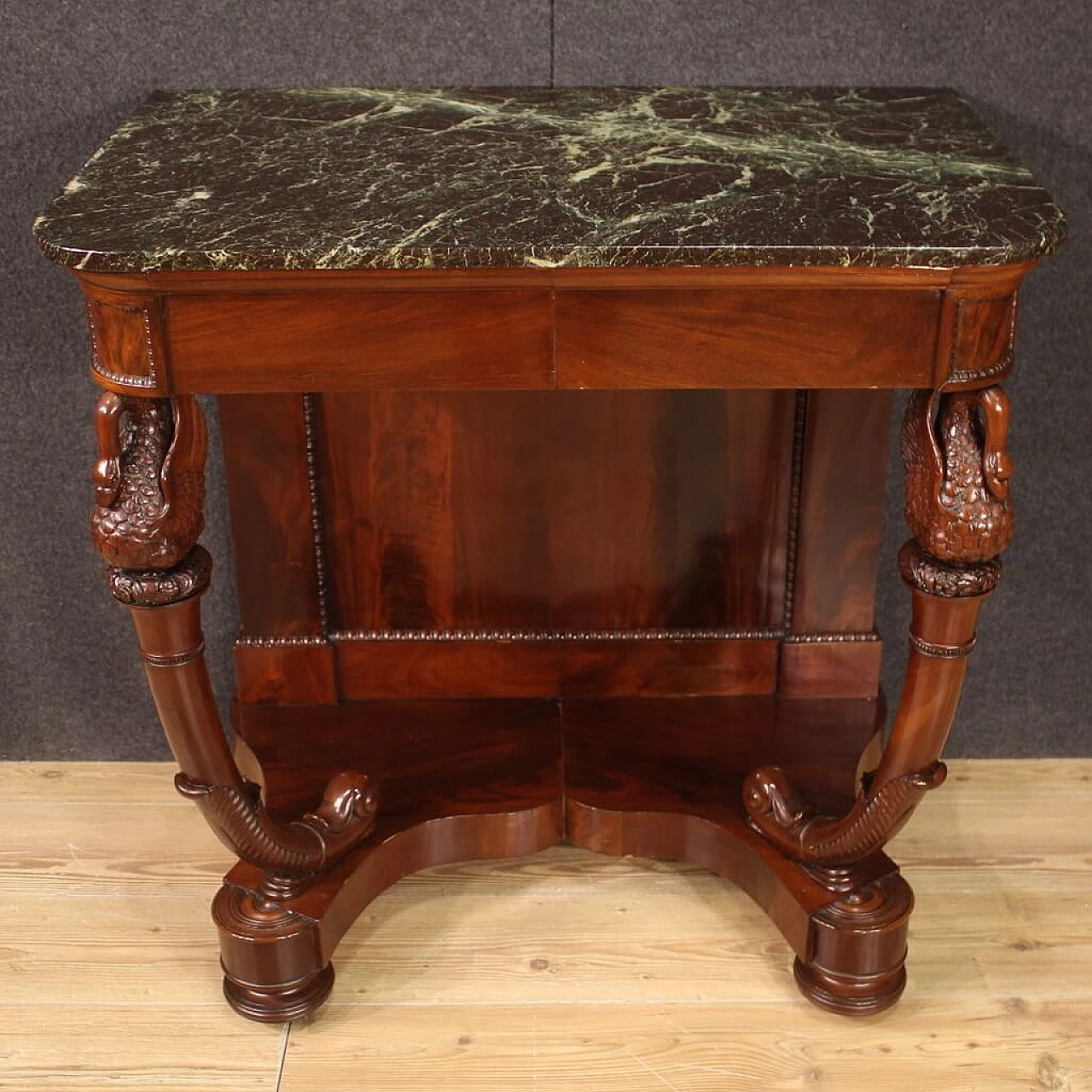 Charles X console table in mahogany with marble top, first half of the 19th century 2