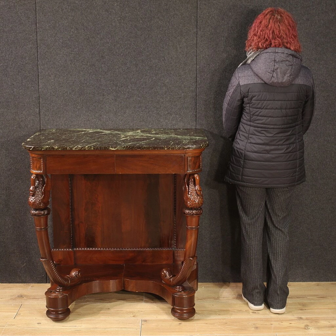 Charles X console table in mahogany with marble top, first half of the 19th century 6