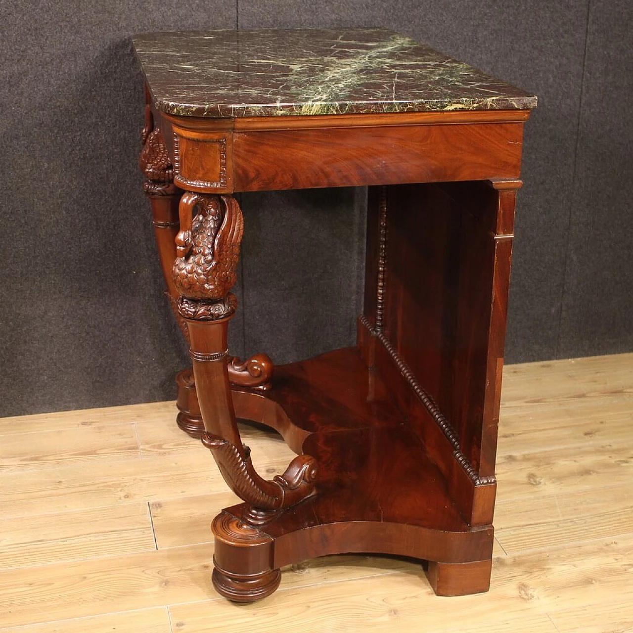 Charles X console table in mahogany with marble top, first half of the 19th century 12