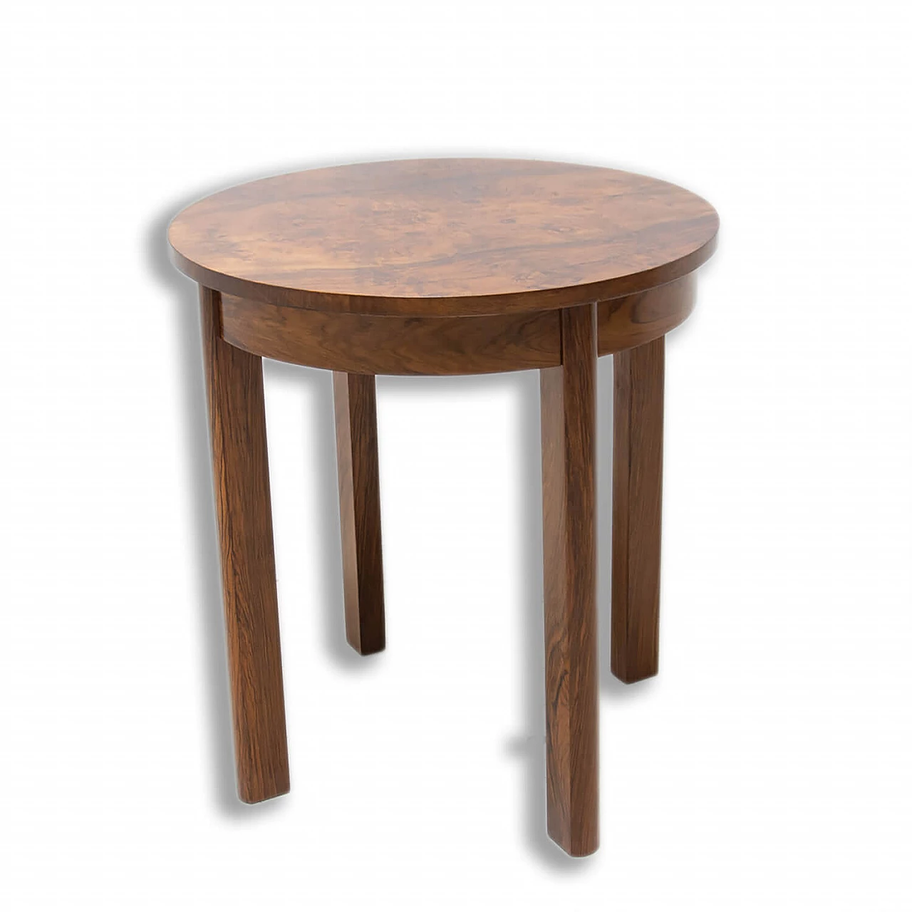 Tavolino rotondo Art Déco in noce, anni '40 1