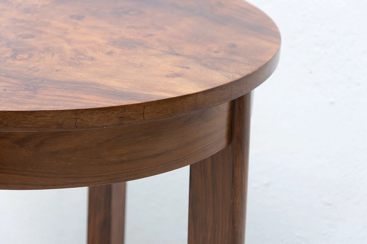 Tavolino rotondo Art Déco in noce, anni '40 9