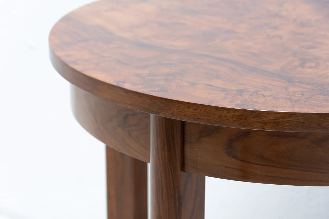 Tavolino rotondo Art Déco in noce, anni '40 10