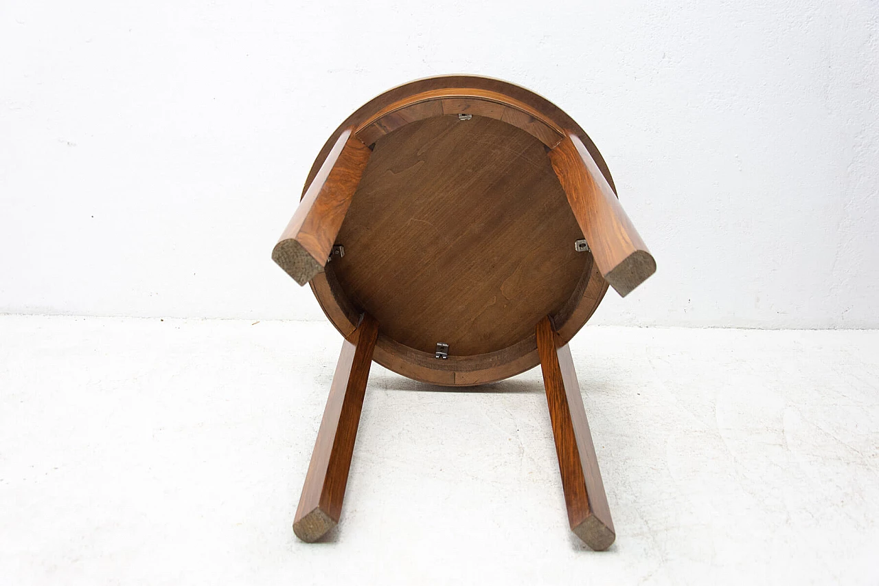 Tavolino rotondo Art Déco in noce, anni '40 12