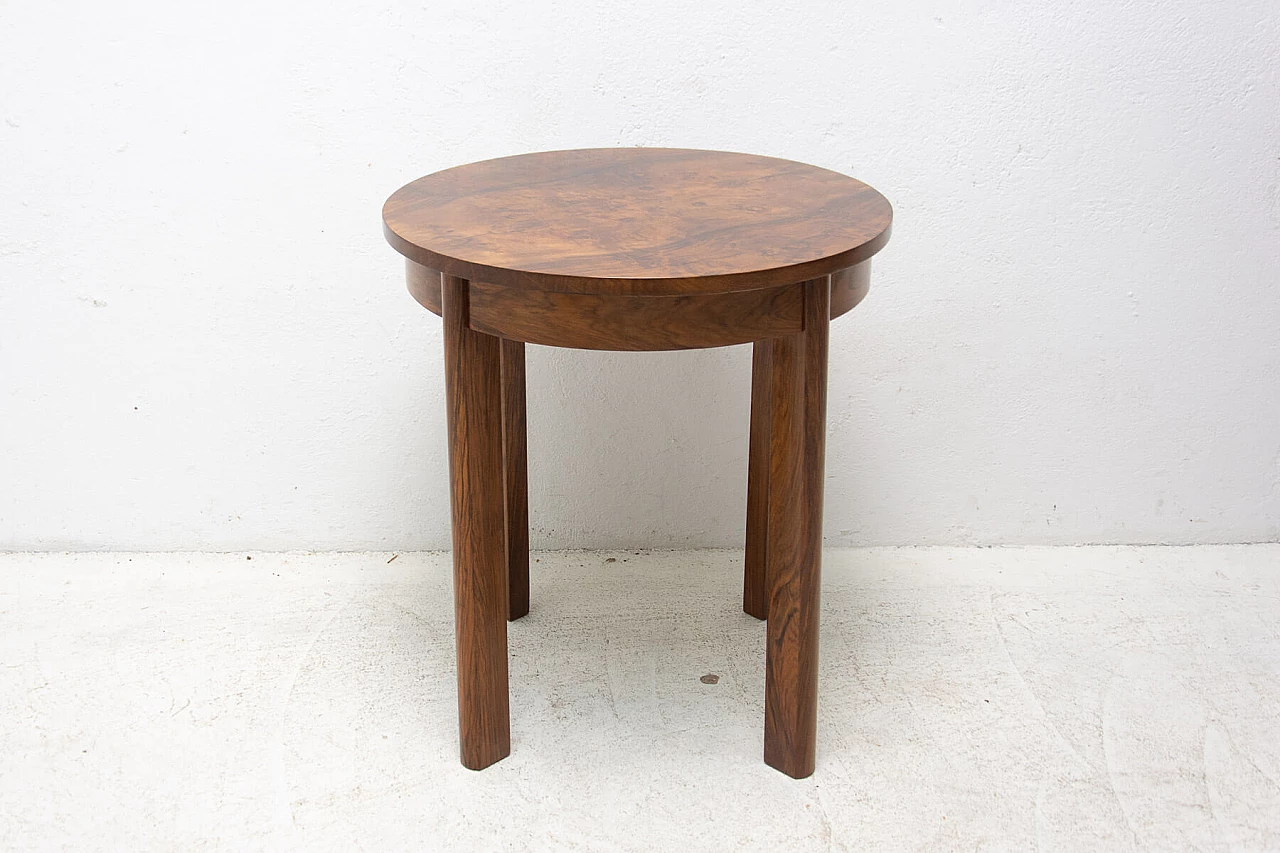 Tavolino rotondo Art Déco in noce, anni '40 14