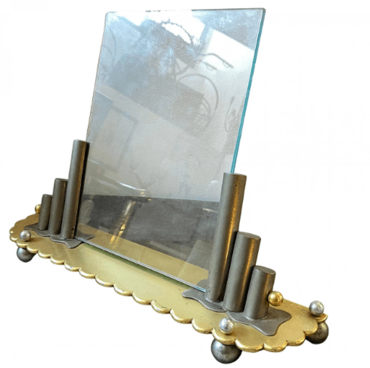 Art Deco glass, metal and brass photo frame, 1930s 1